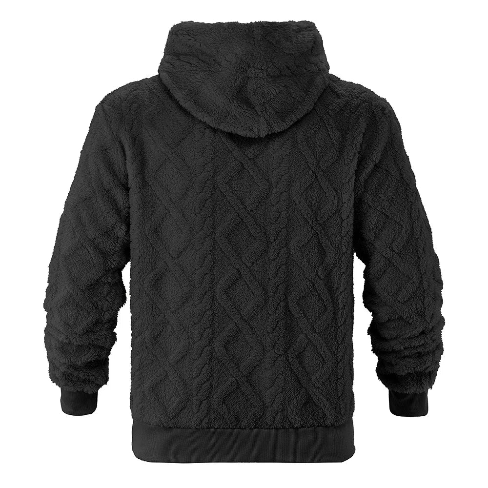 Men Velvet Hooded Pullover Sweater