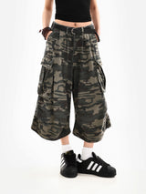 Women Camouflage Cargo Capri Shorts