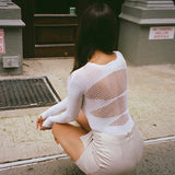 Women's Knitted Rhinestone Long Sleeve Bodysuit – Sexy Y2K Outfit