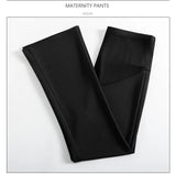 Y2K Bootcut Maternity Pants in black, made from ice silk, perfect for summer wear. Available in multiple sizes.