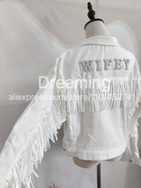 Personalised Pearl Denim Jacket for Bachelorette Party