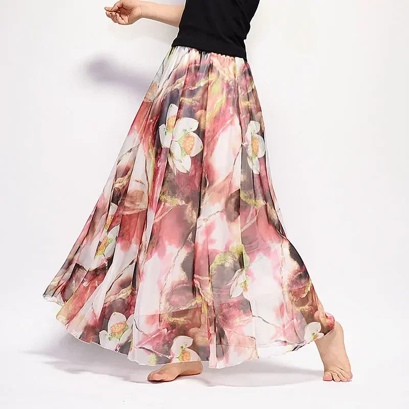 Women Boho Chiffon Long Skirt