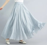 Women Cotton Linen Maxi Skirt