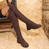 Suede Over Knee Lace-up Boots – Flat Non-Slip 2025
