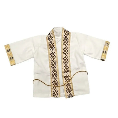 BABI Boy Clothes Creative Mini Suitcase stylish white shirt with ornate golden embroidery for baby boys aged 0-12 months.