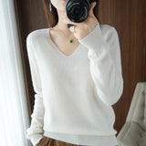 Women's V-Neck Knitted Pullover Sweater