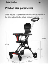 Dimensions of the Light Foldable Baby Stroller with size parameters labeled.