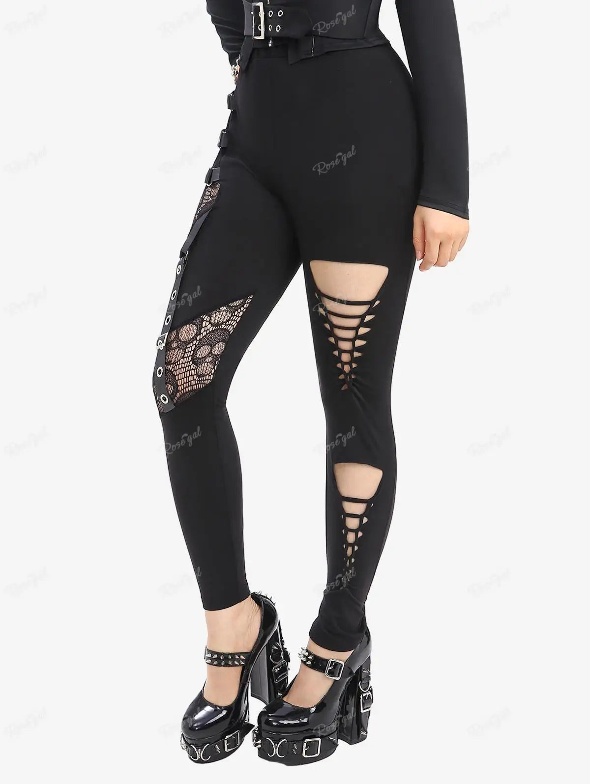 Women Plus Size Gothic Patchwork Pants