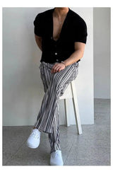 Men Short Sleeve Cardigan Knit