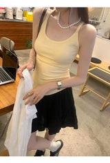 Basic Ribbed O-Neck Camisole Tank Top