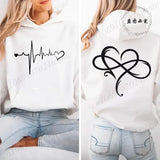 Women's Heartbeat Print Retro Hoodie