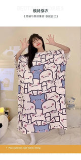 Women Cartoon Print Long Nightgown