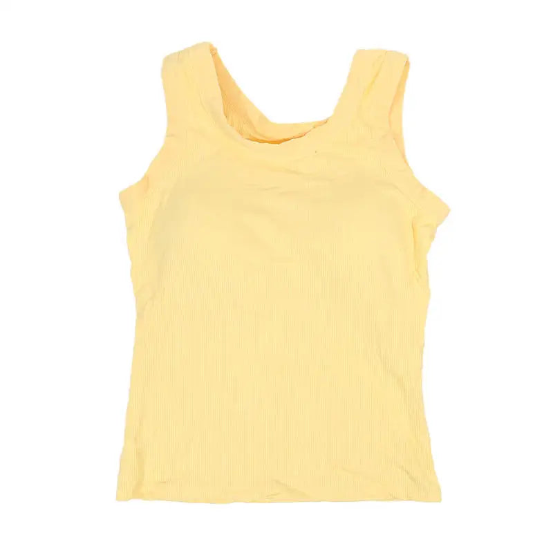 SlimCotz™ padded cotton spaghetti camisole in yellow, breathable summer slim fit vest for women.
