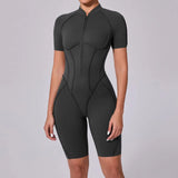 Women Sports Zipper Short Jumpsuit