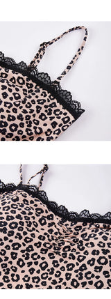 Women Lace Leopard Halter Top