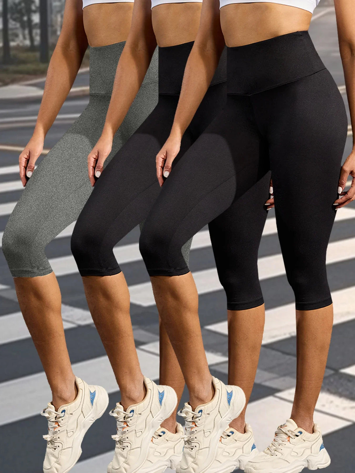 Women 3-Pack High Waist Capri Yoga Leggings