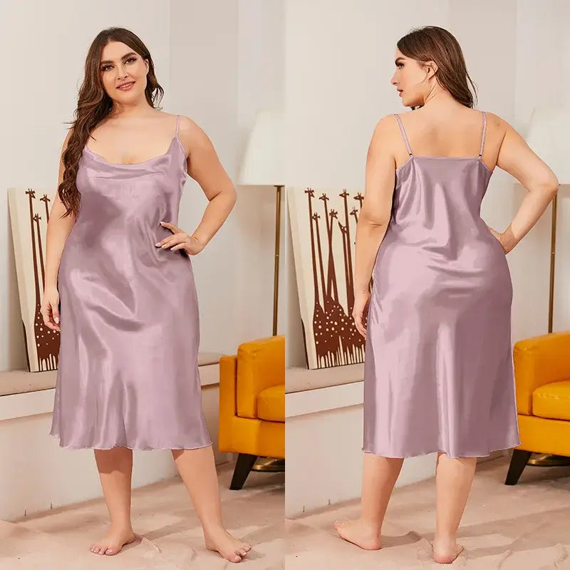 Women Satin Chemise Nightdress Plus Size Sleepwear