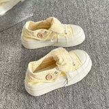 Women Canvas Shoes Thick Sole White Sneakers