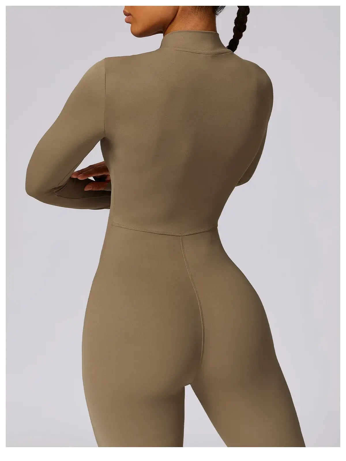 Women Fitness Zipper Long Sleeve Jumpsuit