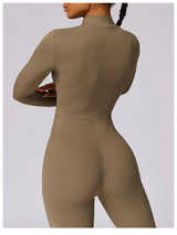 Women Fitness Zipper Long Sleeve Jumpsuit