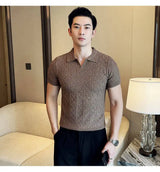 Men Polo Collar Slim Fit Knit Sweater
