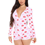 SleepFlick™ – Butt Flap V-Neck Pajama Romper (Playful, Cozy & Lounge-Friendly)