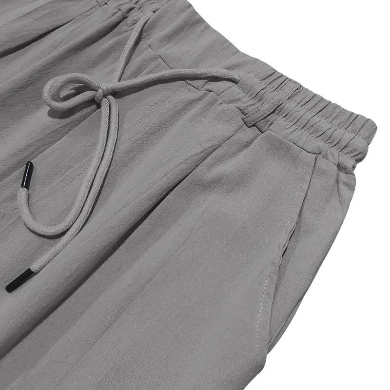 Men Drawstring Linen Pants