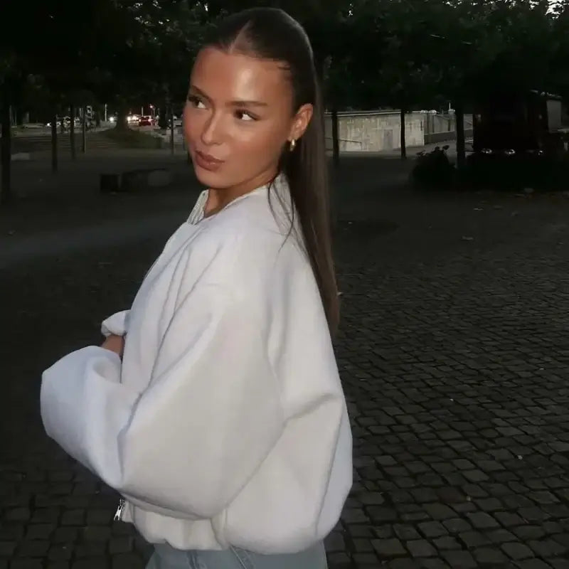 Women Cropped Bomber Jacket