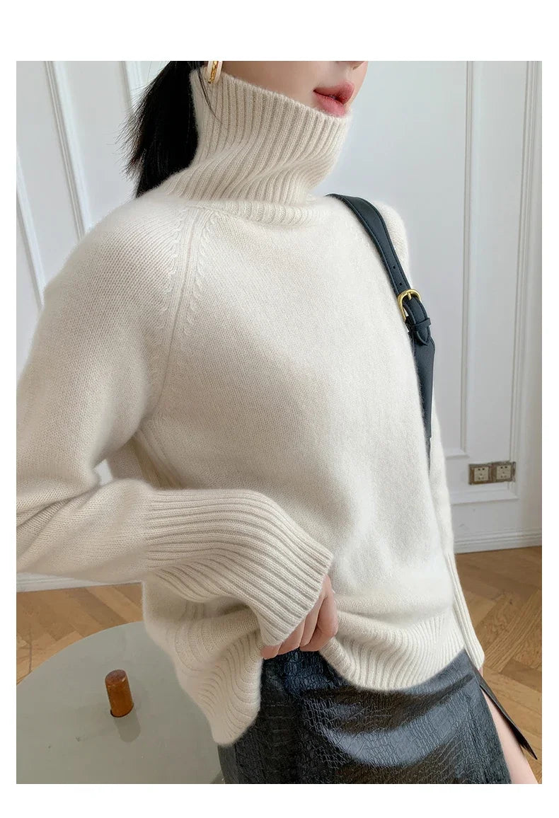 Women's Loose Turtleneck Cashmere Sweater