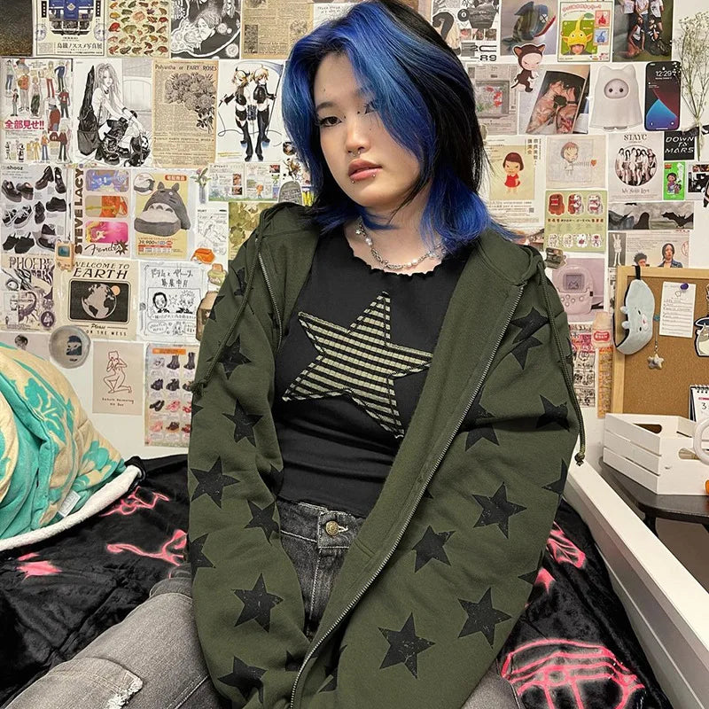 Gothic Stars Zip Hoodie