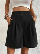Women Plus Size Pleated High Waist Shorts