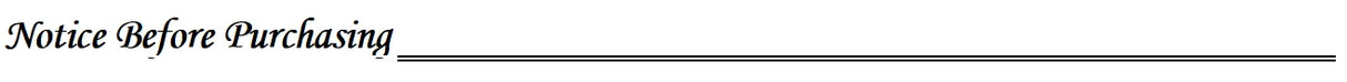 Notice before purchasing message with decorative font and underline for product guidance.