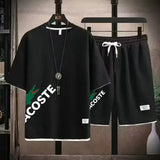 Men Waffle Print Shorts Set