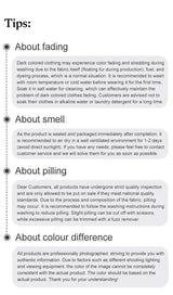 Tips for maintaining dark colored clothing: fading, smell, pilling, and color differences explained.