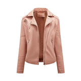 Women's Faux Leather Lapel Biker Jacket