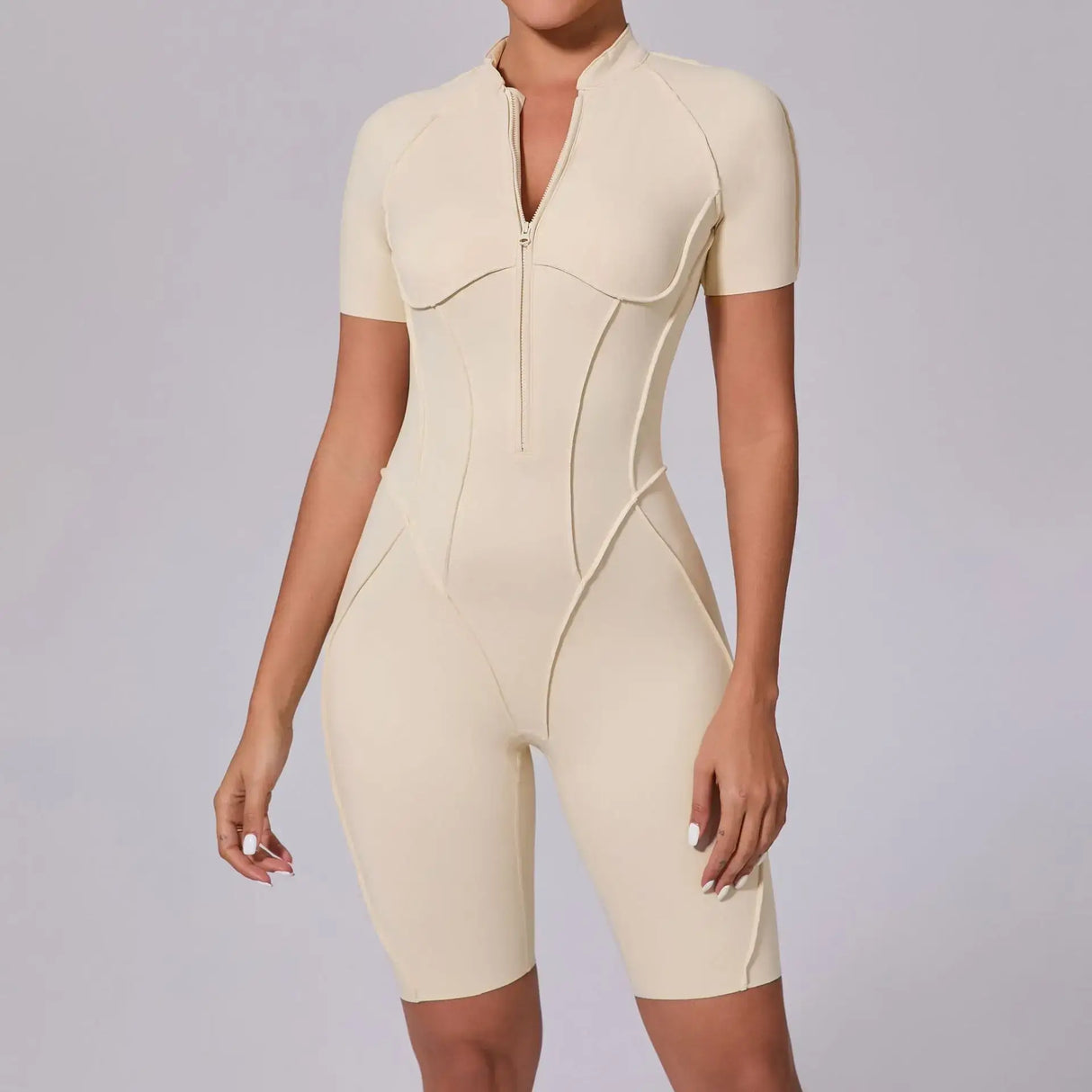 Women Sports Zipper Short Jumpsuit