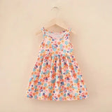 Cute summer dress for girls, knee-length, sleeveless, floral print, perfect for ages 4-6Y.