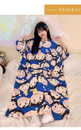 Women Cartoon Print Long Nightgown