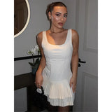 Women Pleated Backless Party Dress