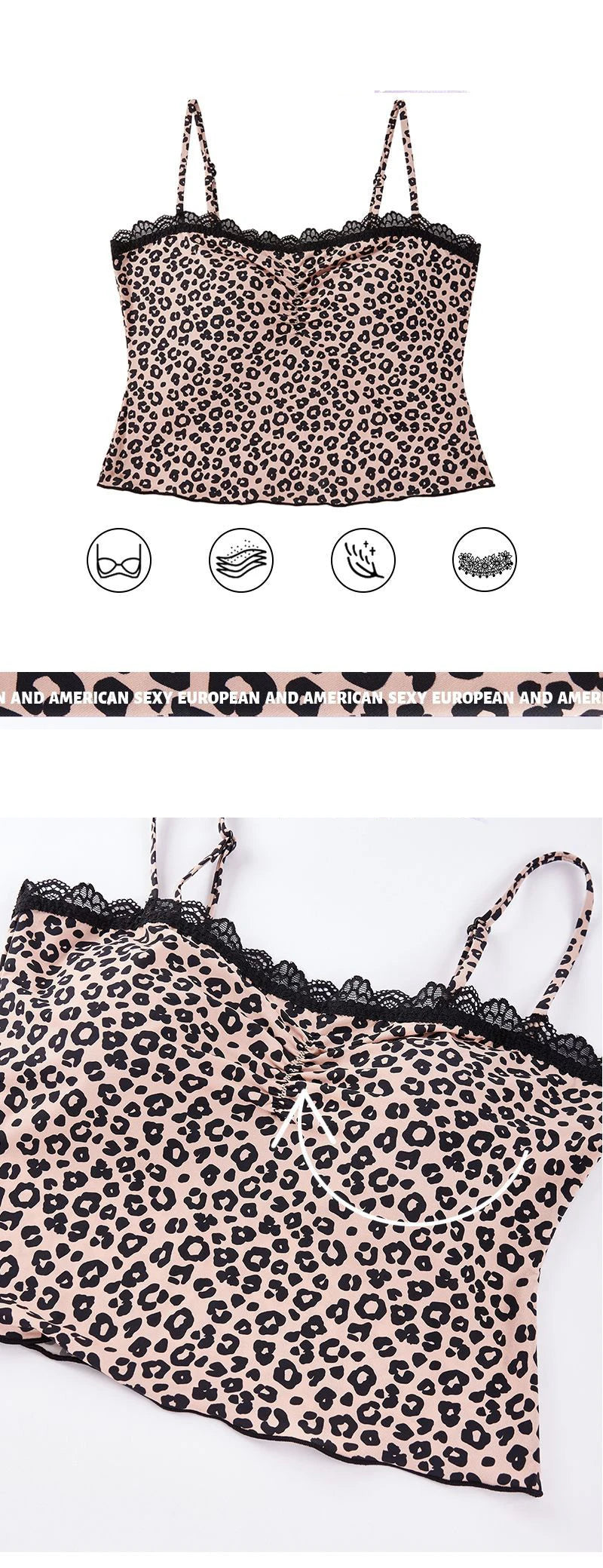 Women Lace Leopard Halter Top