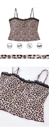 Women Lace Leopard Halter Top