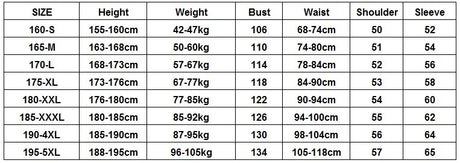 Size chart for Mechanic Welding Coveralls, detailing heights, weights, and measurements for various sizes.