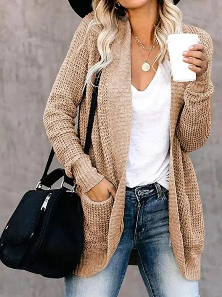 Women Plus Size Hollow Knit Cardigan