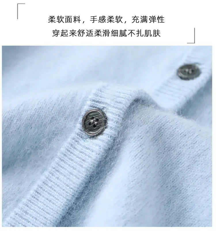 Women Mink Cashmere Knit Cardigan