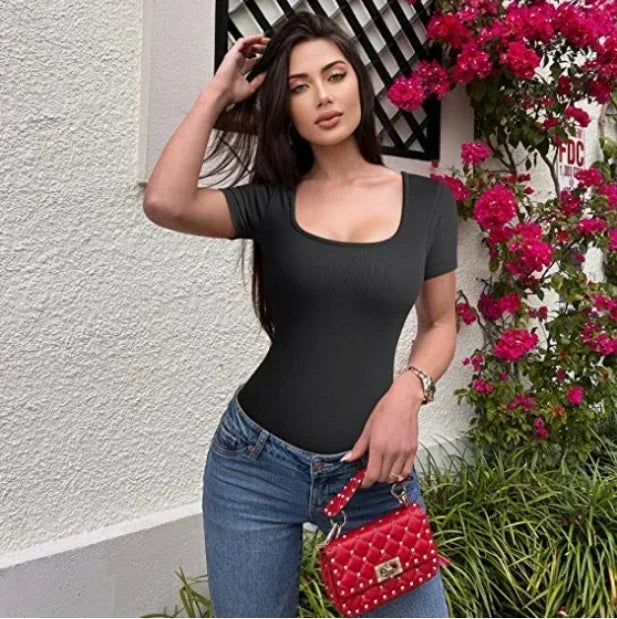 Red Corset Bodysuit Women – Elegant Long Sleeve