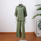 Women Cotton Wide Leg Pant Set