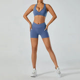 Women Deep V Hollow Back Sports Bra