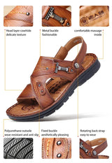 Men Leather Buckle Casual Sandals