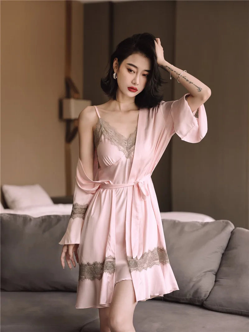 Women Ice Silk Nighty Pajamas