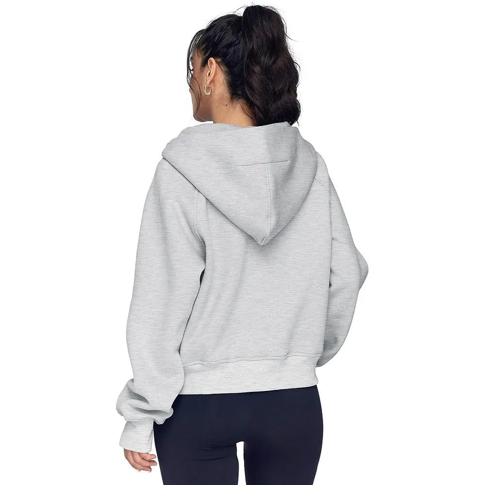 Half Zip Cropped Hoodie